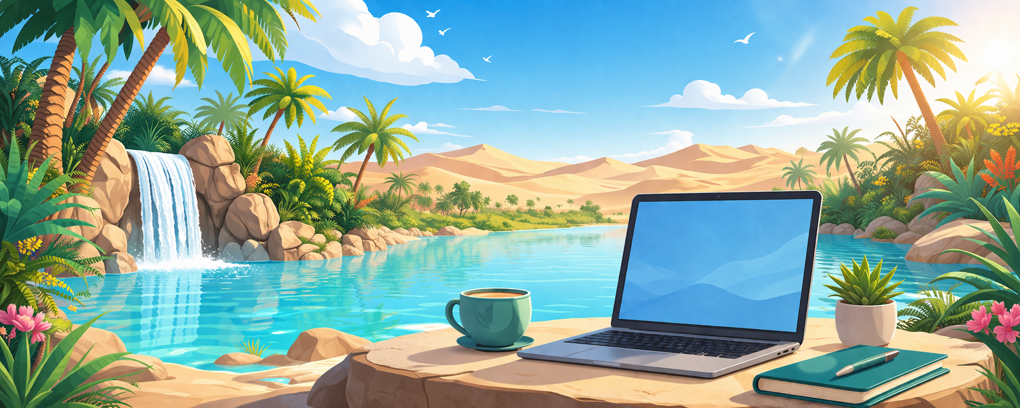 Tropical oasis workspace